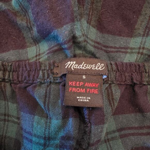 Madewell Women's Green Plaid Flannel Pajamas SZ Small - Picture 6 of 8